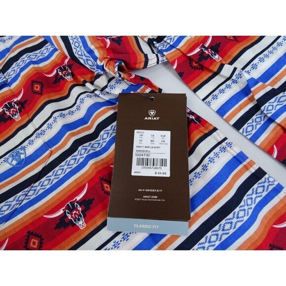 New Ariat Men's XXL Pratt Southwestern Sandshell Pearl Snap Western Shirt Aztec - Picture 4 of 8